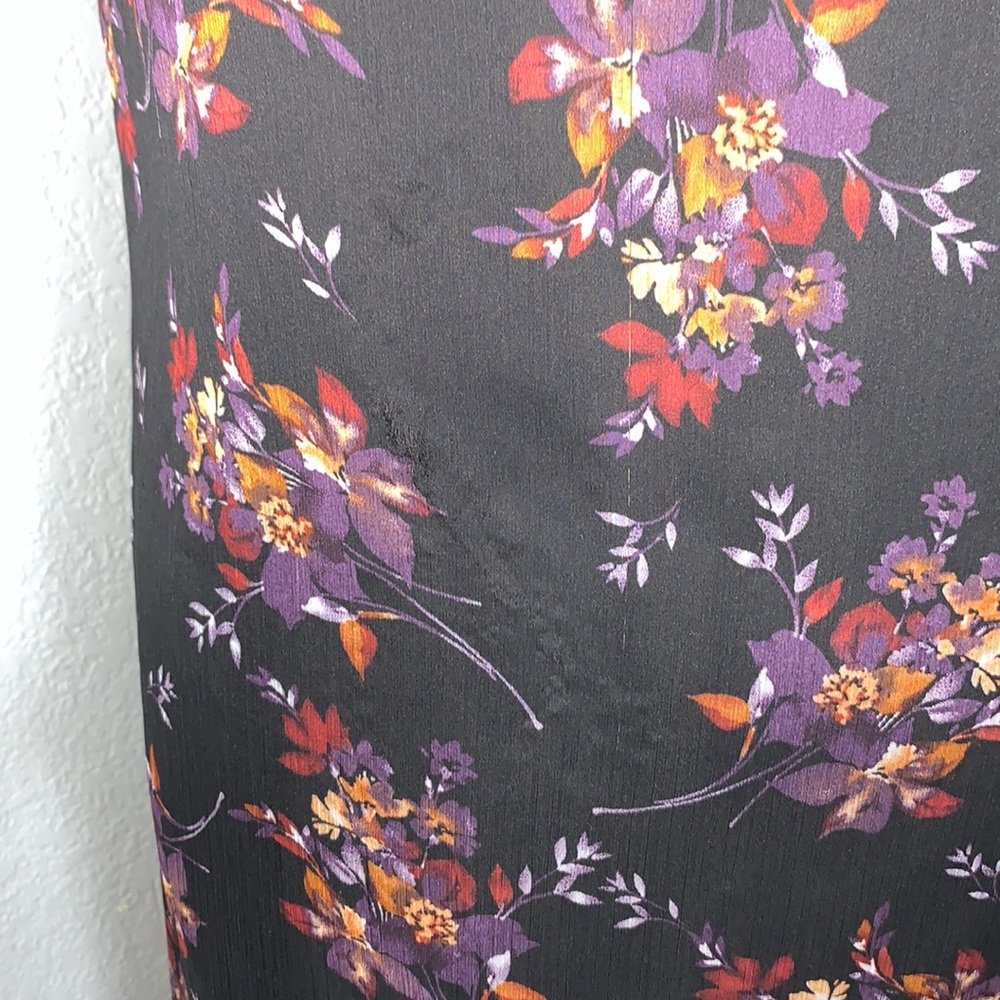 1.STATE Black Wildflower Ruffle Midi Dress Sleeveless V Neck Lined Size Medium - Picture 13 of 15